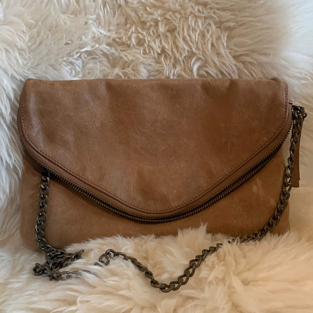 JCrew Leather & Chain Link Envelope Purse